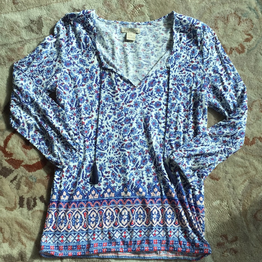 Lucky brand tassel floral top size small